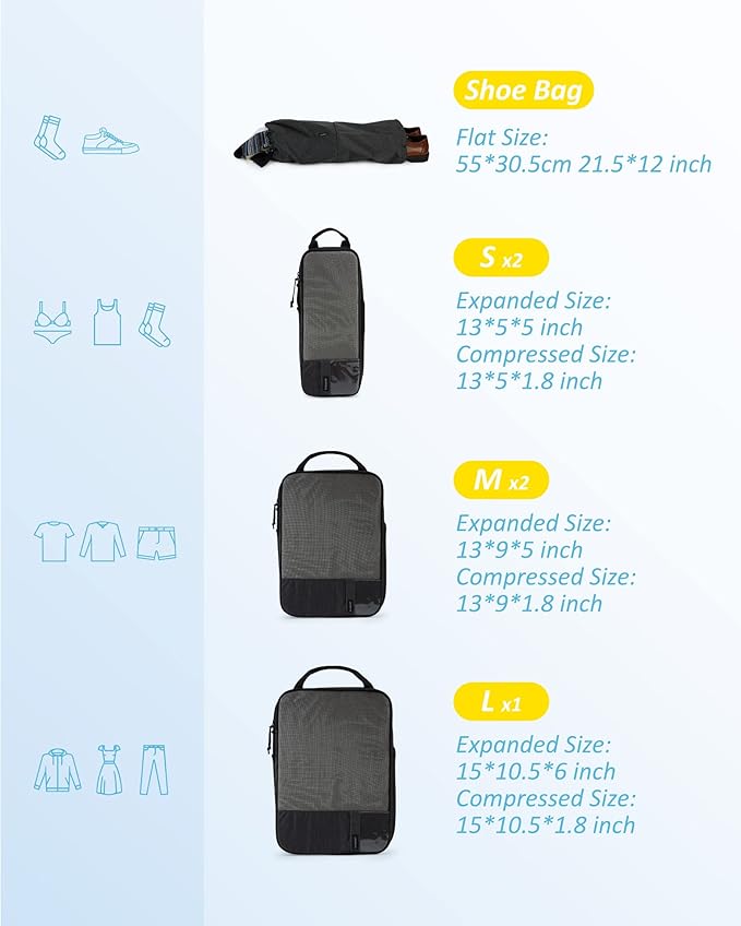 BAGSMART 6 Set /4 Set/2 Set Compression Packing Cubes - Image 2