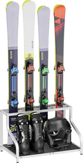 Ski Storage Rack for Garage — Freestanding Ski Holder for 4 Pair Skis, Indoor by Mondazie