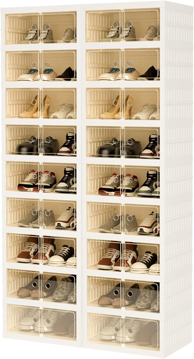 Foldable Shoe Organizer Storage Box Set of 2, Portable Extra Large Folding Shoe - Image 9