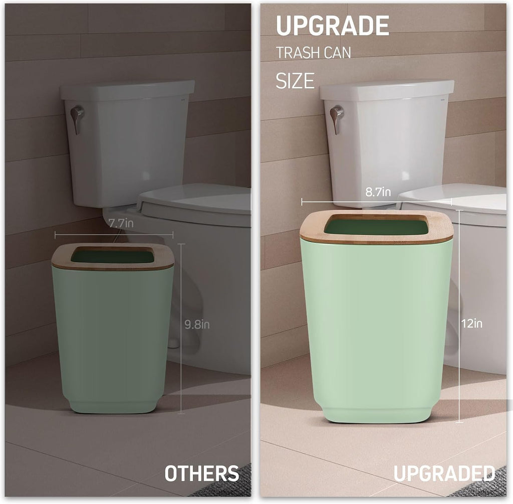IMAVO 11 Piece Green Bathroom Set, Trash Can, Toilet Brush, Storage