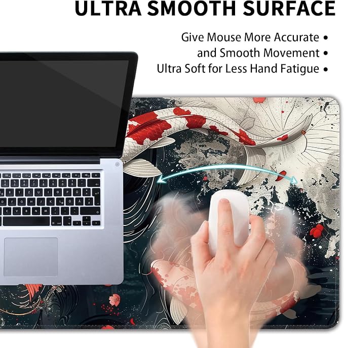 Koi Fish Large Mouse Pad, Gaming Keyboard Desk Pad, Extended Mouse Mat Non-Slip - Image 5