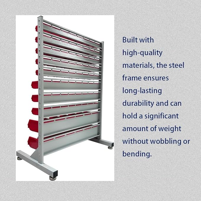 JZD Metal Bin Rack Storage Organizer System, Heavy Duty Steel Frame, 76 Plastic - Image 7