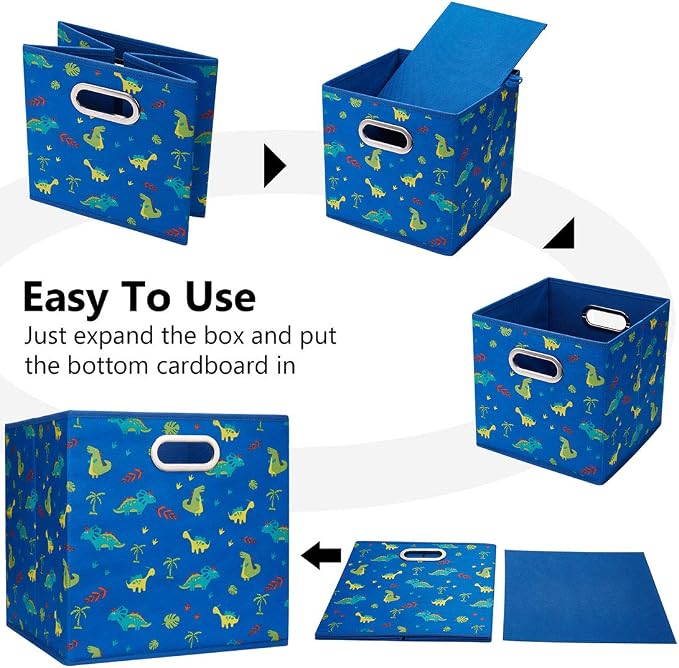 i BKGOO Cloth Storage Bins Set of 4 Thick Fabric Drawers Foldable Cubes Basket - Image 5