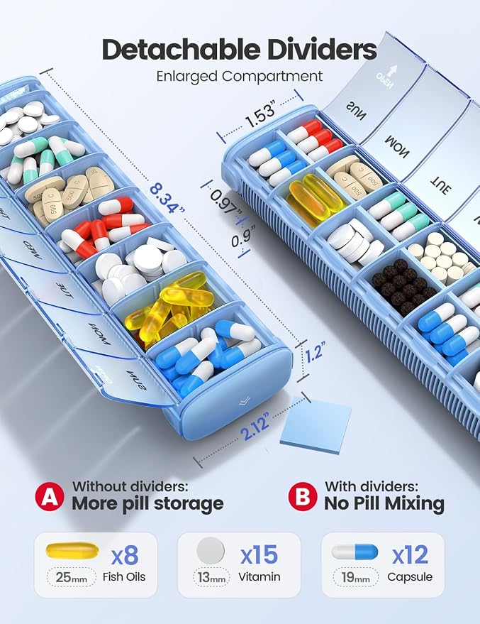 VAYDEER Metal Weekly Pill Organizer – Moisture-Proof Travel Pill Organizer - Image 2