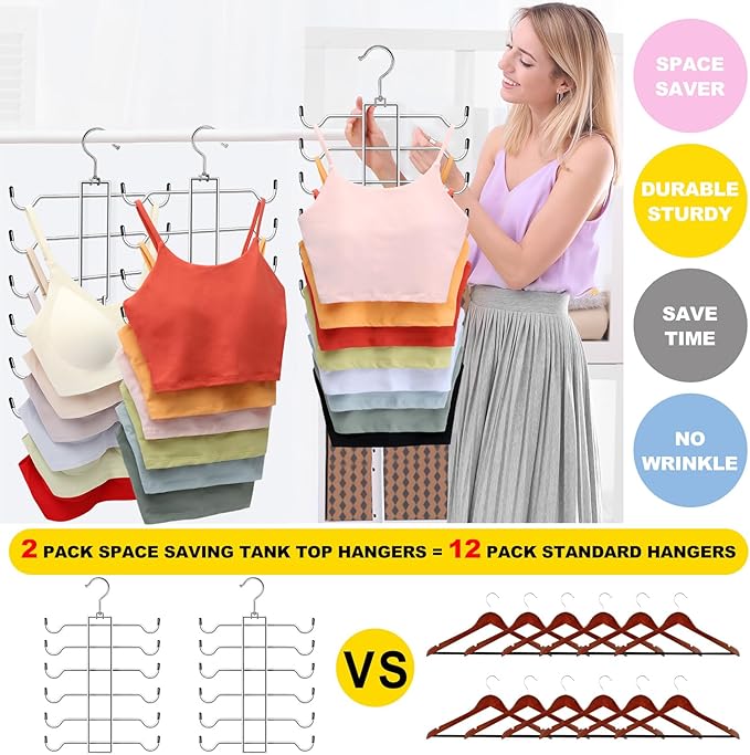 Tank Top Hanger, 6 Tier Space Saving Bra Hangers, Closet Organizers and Storage - Image 5
