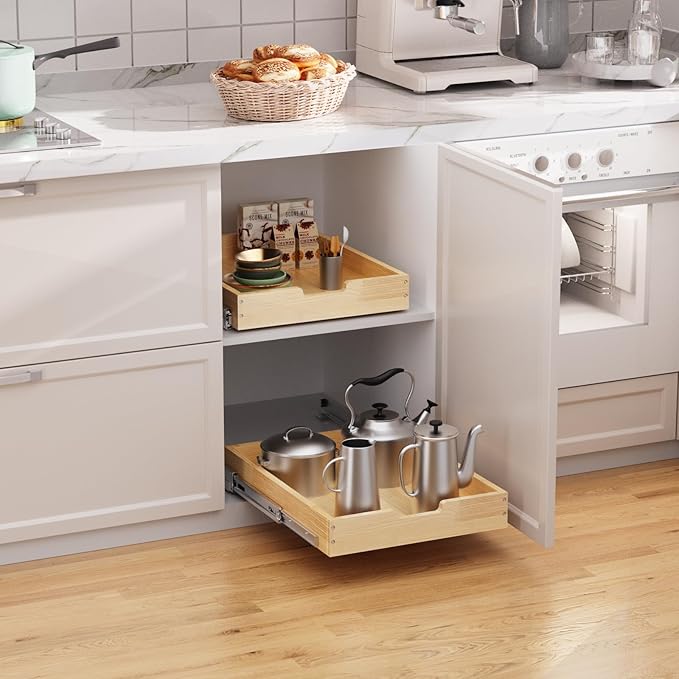 Wood Pull Out Cabinet Organizer 20" W x 21" D, Heavy-Duty Sliding Drawers - Image 4