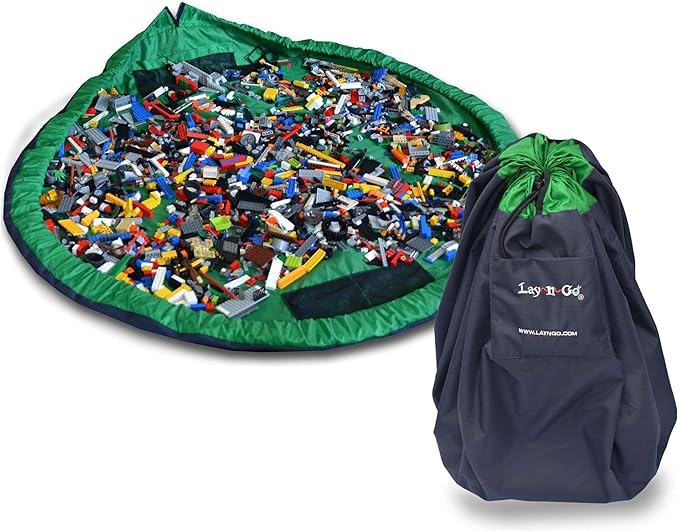 Lay-n-Go 2-in-1 Small Portable Drawstring Toys Storage Organizer and Play Mat by Lay-n-Go