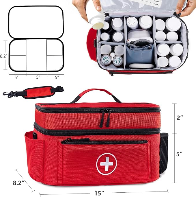 Medicine Organizer and Storage Bag Empty, Family First Aid Box, Pill Bottle - Image 2