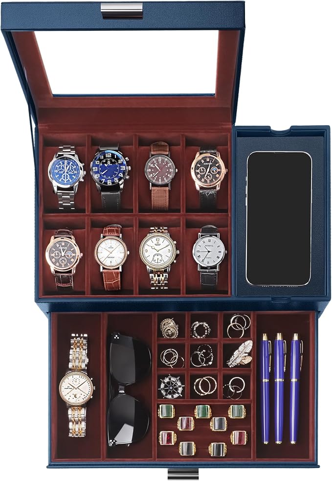 Dajasan Watch Box, Watch Case for Men, 8 Slot Watch Display Case by DAJASAN