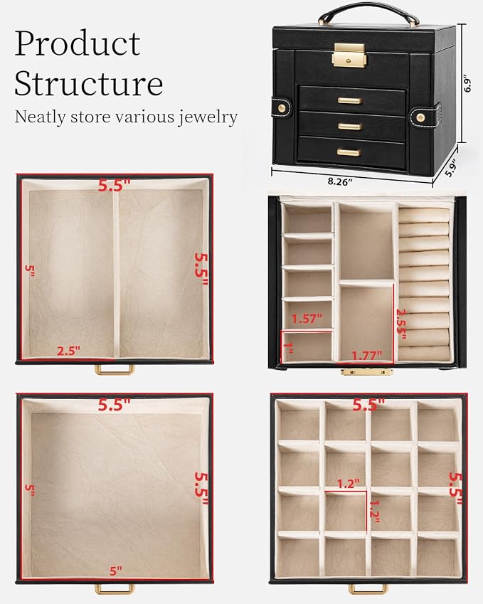TORIBIO Jewelry Box for Women, Leather Jewelry Organizer - Image 2