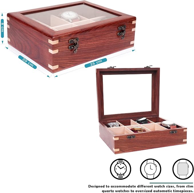Wooden Watch Box for Men & Women, Watch Organizer & Display Case, Premium - Image 5