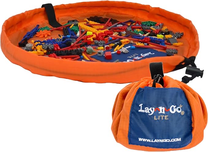 Lay-n-Go 2-in-1 Small Portable Drawstring Toys Storage Organizer and Play Mat by Lay-n-Go