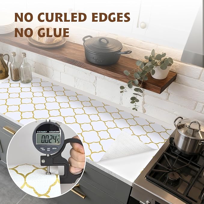 Shelf Liners for Kitchen Cabinets 23in x 30FT Non Adhesive Drawer Liner Gold - Image 8