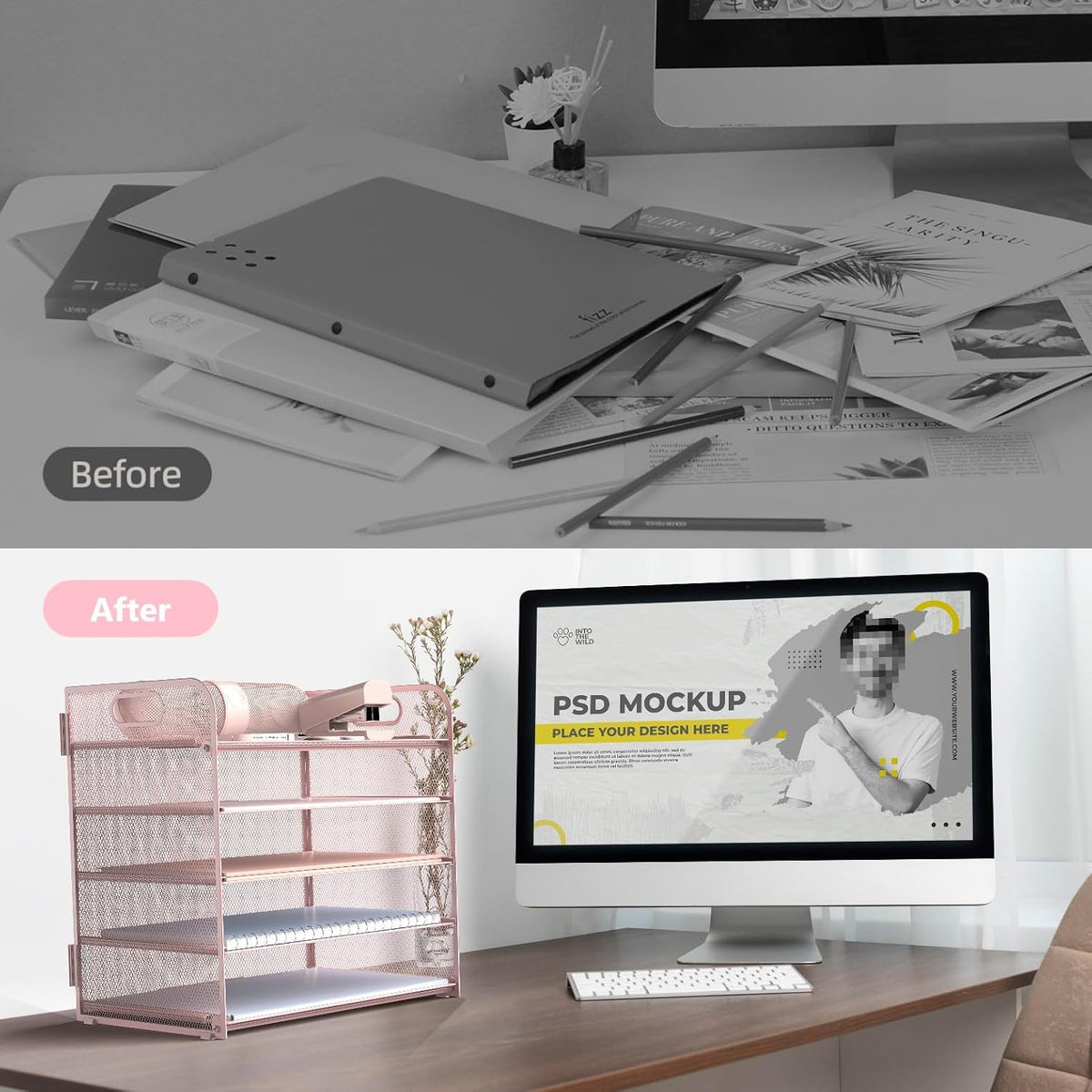 Letter Tray Paper Organizer 5-Tier Desk Organizer File Organizer Paper