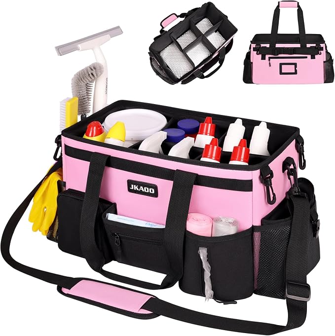 Large Wearable Cleaning Caddy Bags, Cleaning Supplies Storage Bag by JKAOO