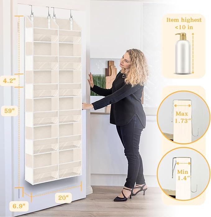 Over the Door Organizer 6 Tiers, Extra Large Behind Door Storage of 12 - Image 3