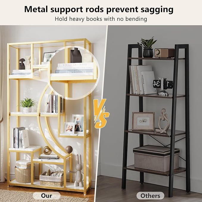 Modern Book Shelf, 70.8 Inch Tall Etagere Bookcase, Bookcases/Bookshelf - Image 8