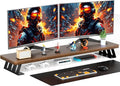 Dual Monitor Stand Riser, 39 Inch Large Wood Monitor Stands by NestNeatHome