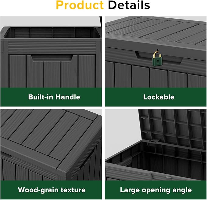 46 Gallon Outdoor Deck Box, Storage Lockable Waterproof Patio Furniture - Image 4