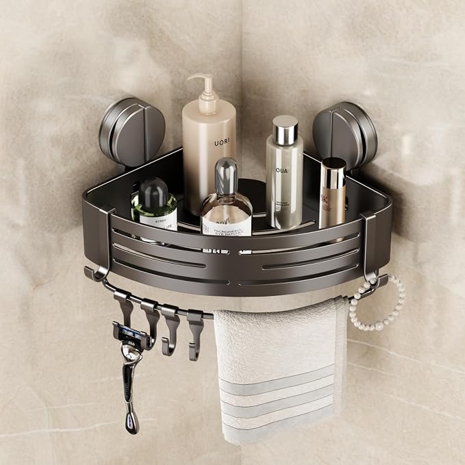 VOLPONE Corner Shower Caddy Suction Cup Shower Shelf Corner No Drilling by VOLPONE