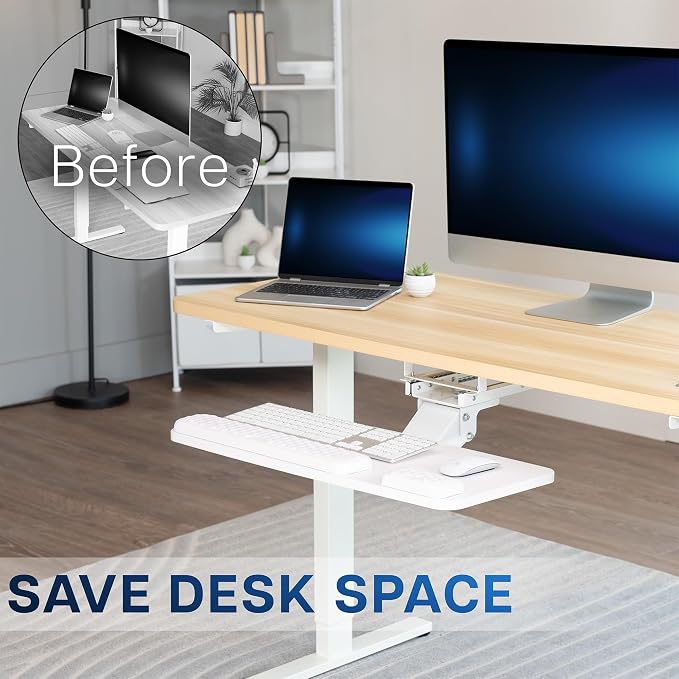 VIVO Premium Adjustable 27 x 11 inch Computer Keyboard and Mouse Platform Tray - Image 8