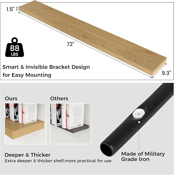 Floating Shelves for Wall, Engineered Wood Wall Shelves - Image 3