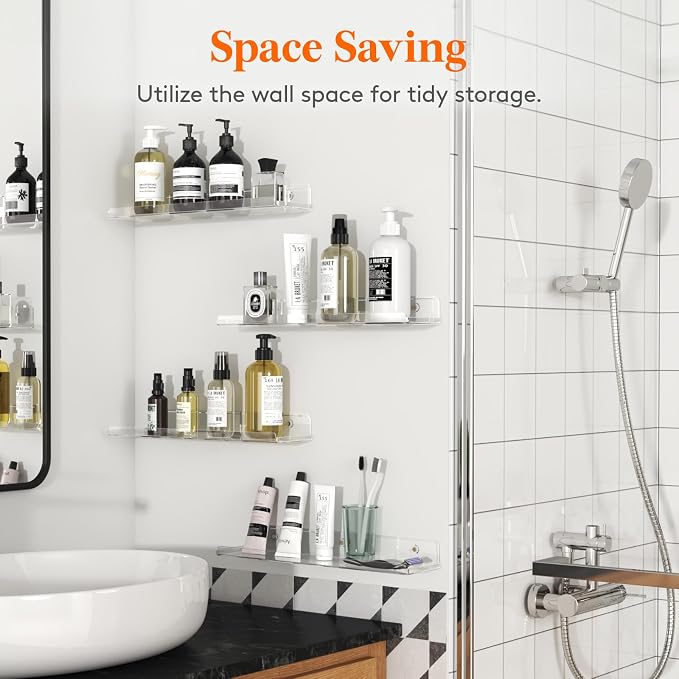 Lifewit Floating Shelves for Wall, 4 Pack 15" Clear Acrylic Shelf Room Decor - Image 7