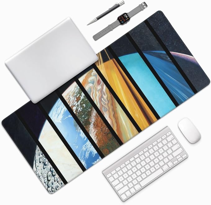 Cosmic Planet Large Mouse Pad, Vintage Aesthetic Gaming Desk Mat, XXL Keyboard - Image 7
