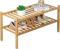 2 Tier Bamboo Shoe Rack for Closet Free Standing Wood Shoe Shelf for Entryway by ROMGUAR+CRAFT
