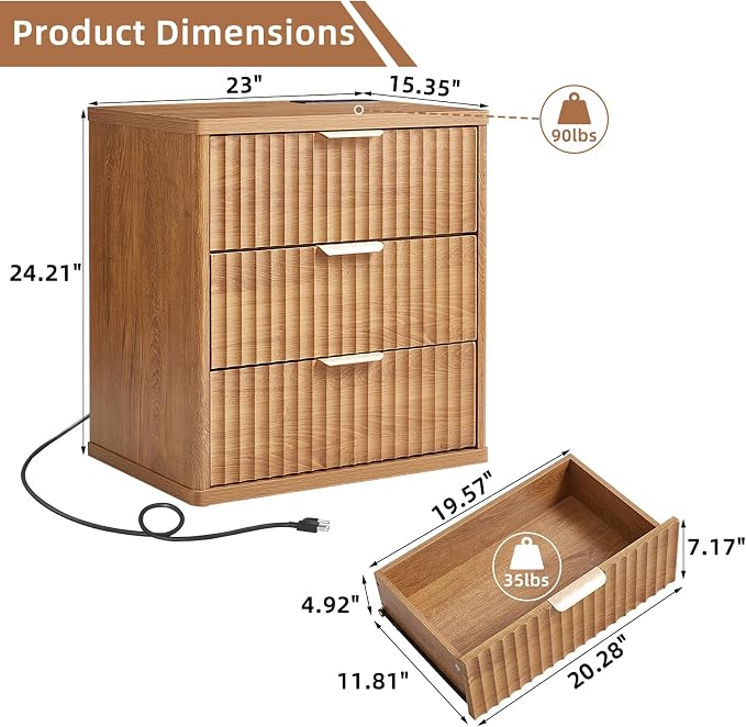 LEYAOYAO Fluted Nightstand - Image 2