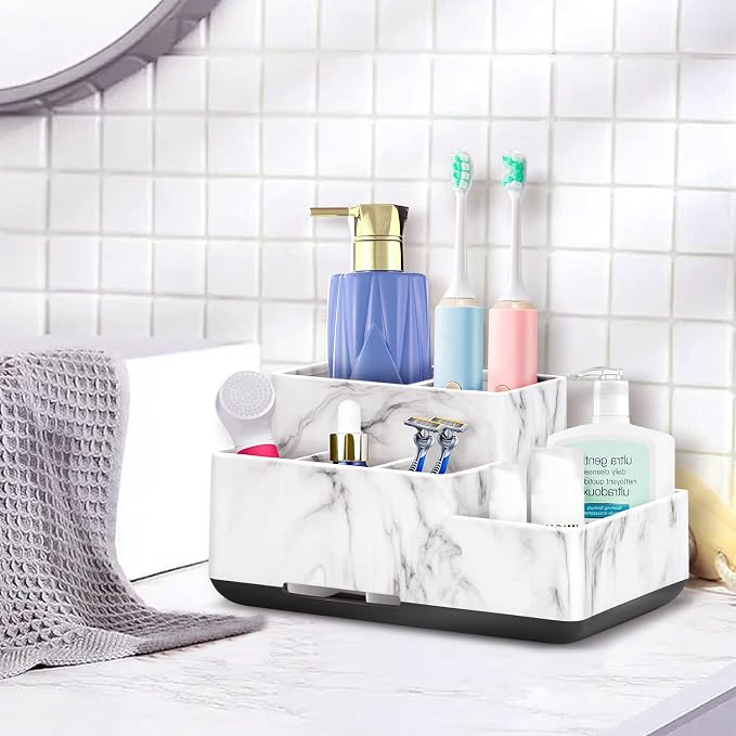 Toothbrush Holder, Bathroom Organizer Countertop, 5 Compartments - Image 4