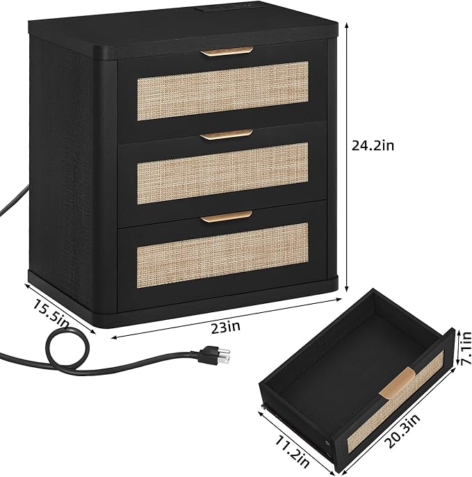 LEYAOYAO Rattan Night Stand Set of 2 - Image 3
