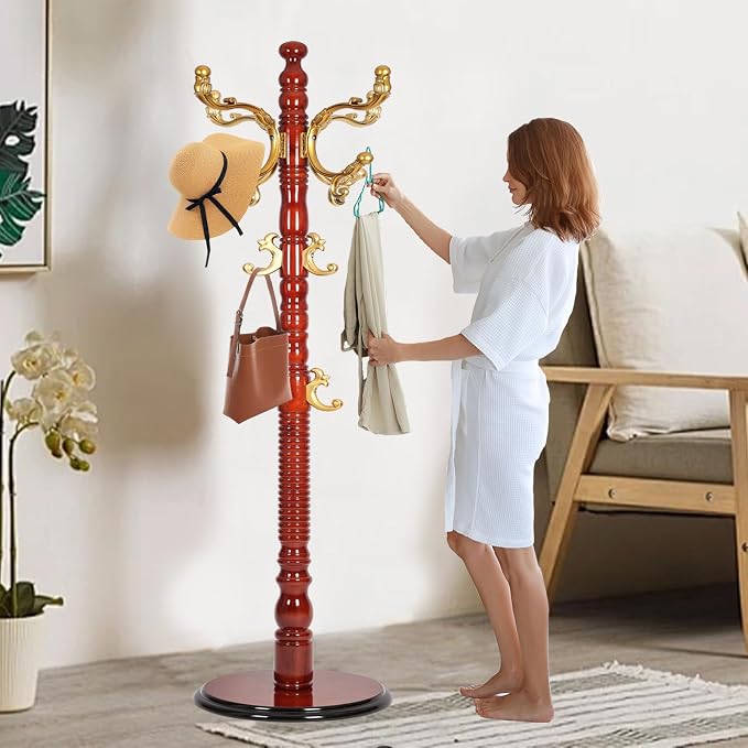 Solid Wooden Coat Rack Stand, Coat Racks Freestanding by Haicang