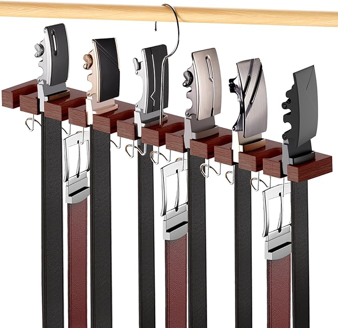 Belt Hanger for Closet Max 42 Belts, 2-in-1 Wall Mount Belt Organizer by Cuipingoo