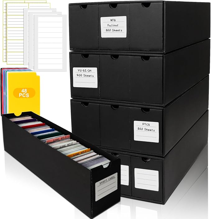 Trading Card Storage Box, Includes 12-600 CT Boxes & 48 Card Dividers, 12000+ - Image 8