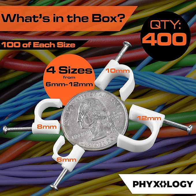 Pro-Grade, Cable Clips with Steel Nails 6mm, 12mm Size Wire Holders and Tacks - Image 3