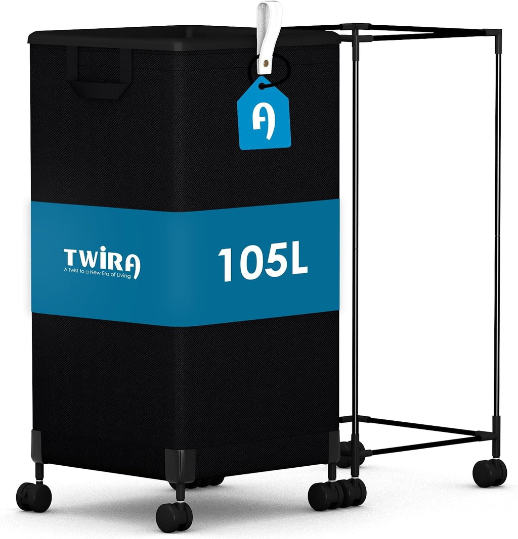 Laundry Basket With Wheels 105L, Large Rolling Laundry Hamper With