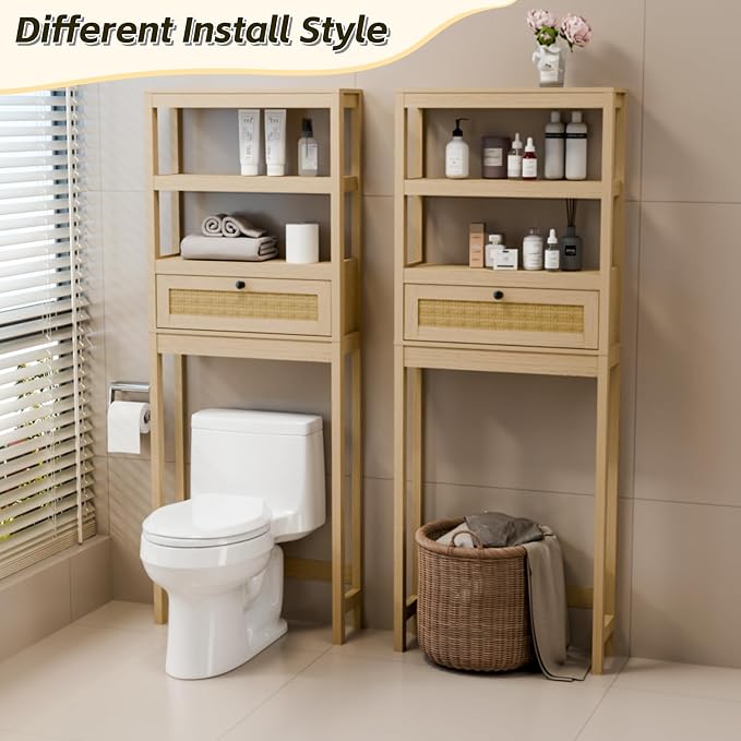 Over The Toilet Storage Cabinet, 3-Tier Behind Toilet Bathroom Organizer - Image 4