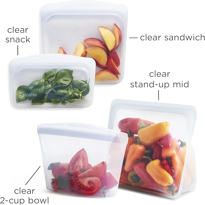 Stasher Premium Silicone Reusable Food Storage Bags 4-Pack Boxed Starter Kit - Image 2