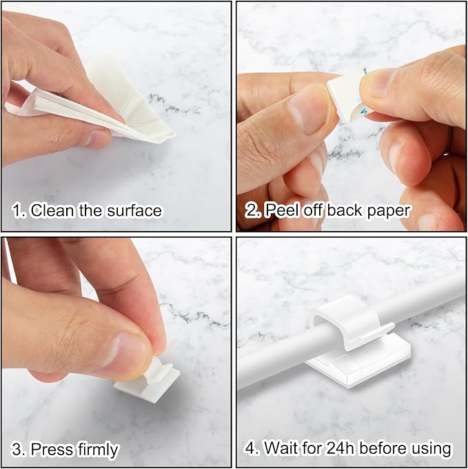 65 Pcs Cable Clips, Adhesive Cable Organizer Cord Holder Wire Clip Wire - Image 5