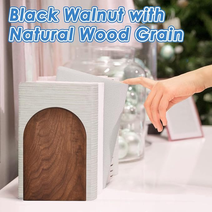 Book Ends, Sturdy Wooden Bookends - Image 7