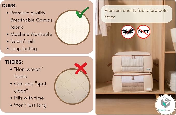 Canvas Clothing Storage 2 Bags Clothes Organizer folding fabric bags - Image 4