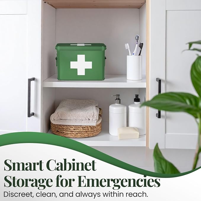 Flexzion Medicine Box, Home Pharmacy Box, Metal Medication Storage - Image 3