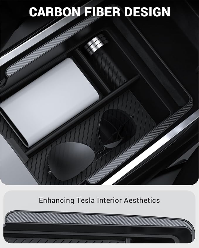 BASENOR 2021-2024 Tesla Model Y Model 3 Armrest Storage Box Console Organizer - Image 5