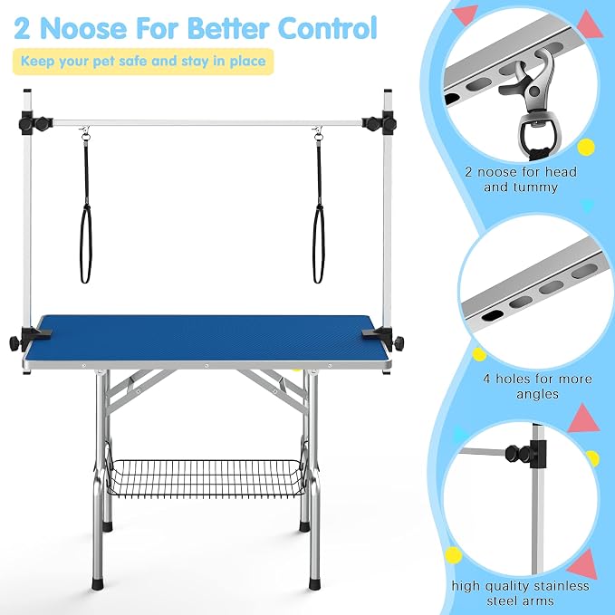 Lyromix 46''Large Dog Grooming Table, Adjustable Cat Drying Desktop - Image 2