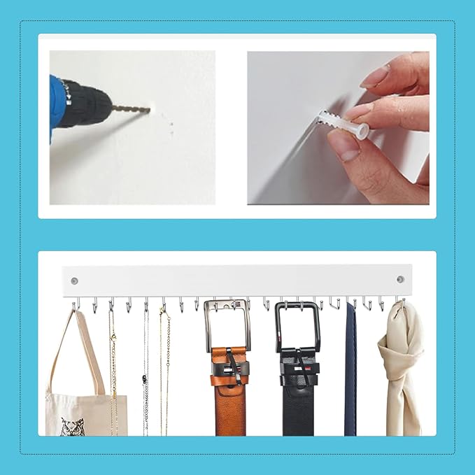 Wall-Mounted Belt and Tie Hanger, Wood Space-Saving Belt Rack - Image 4