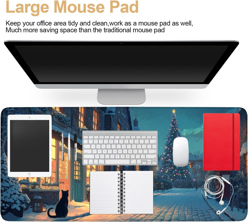 Large Extended Gaming Mouse Pad - Winter Christmas Night Scene, Soft