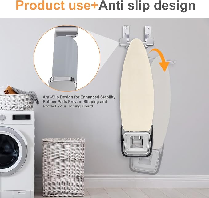 Ironing Board Holder Hanger Wall Mount, 304 Stainless Steel Ironing Board Hanger - Image 3