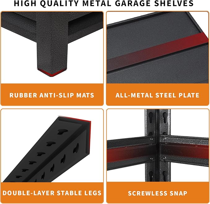 Dyoung 5 Tier Adjustable Garage Shelving Units 63" H Storage Utility Shelves - Image 6