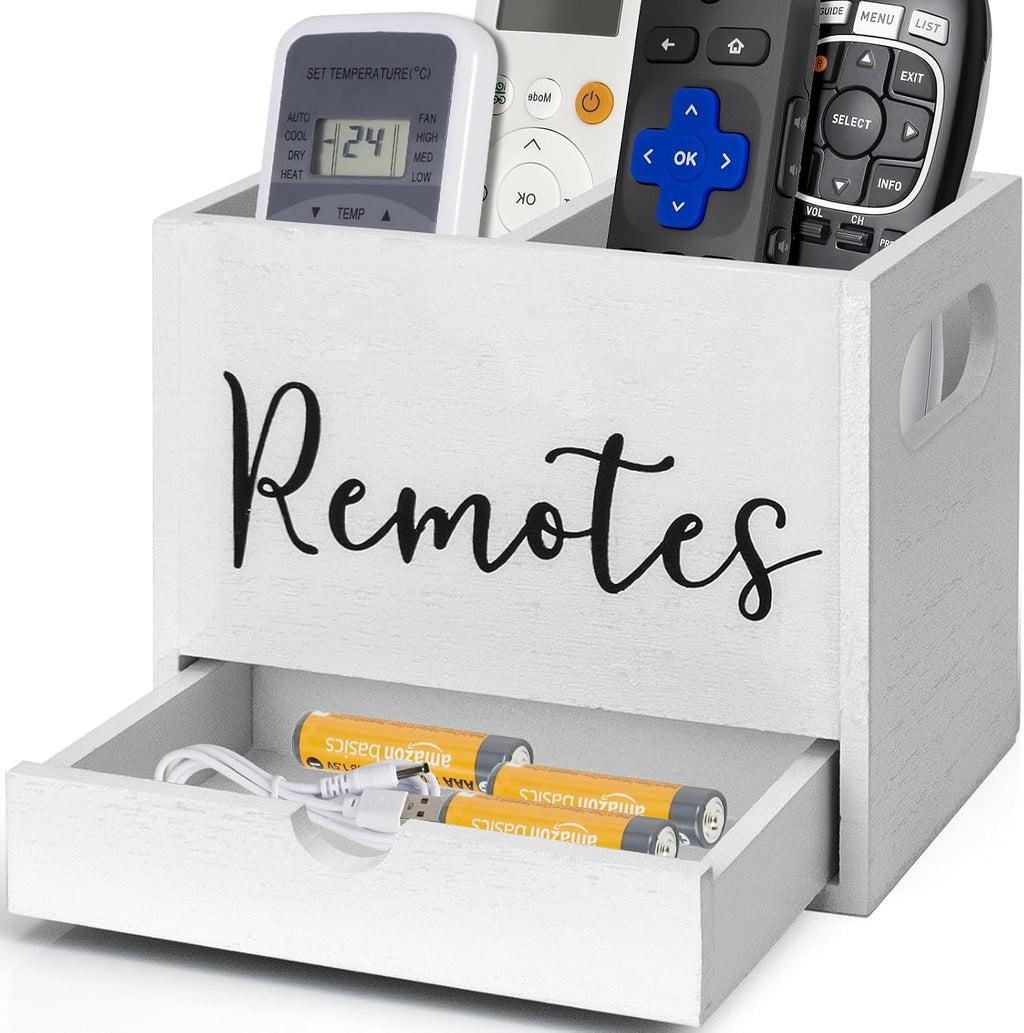 Remote Control Holder, 2 Slot Wooden TV Remote Holder for Table
